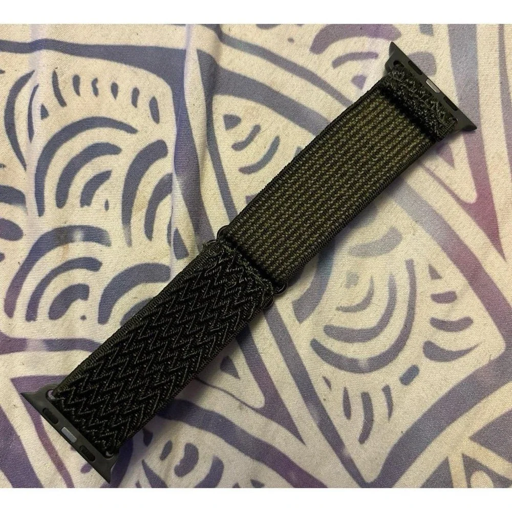 NEW Black Adjustable Nylon Stretch Solo Band for Apple Watch 42mm/44mm/45mm